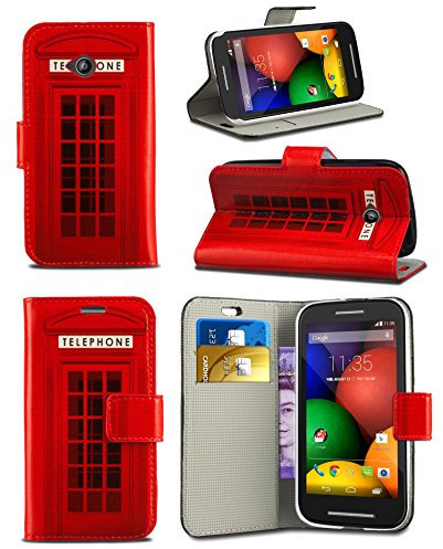 London Gadget Store Case for Alcatel OneTouch POP Star (3G) OT-5022 - New Bright Creative Graphic Pattern Wallet Case Cover Printed Design with Integrated Stand - Red Telephone Booth Box