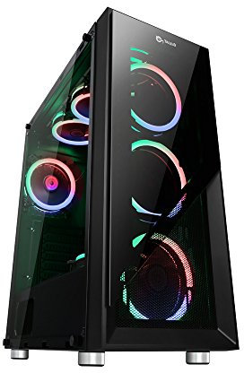TALIUS Caja Gaming Valkyria. Caja PC Gamer Incluye 3 Ventiladores ARGB + centralita, Pc de Juego de Torre ATX de crital Templado.