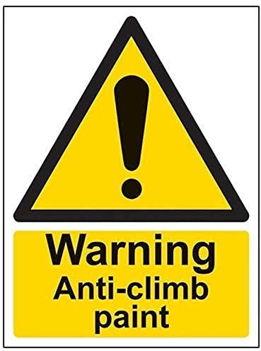 V Safety Warning Anti-Climb Paint Sign - 150mm x 200mm - 2mm Rigid Plastic