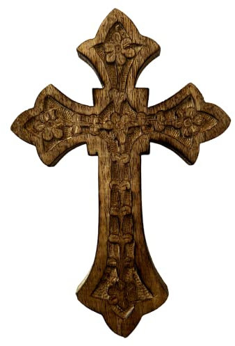 Iconsgr Croix murale en bois sculpté à la main en bois saint orthodoxe Athos 85