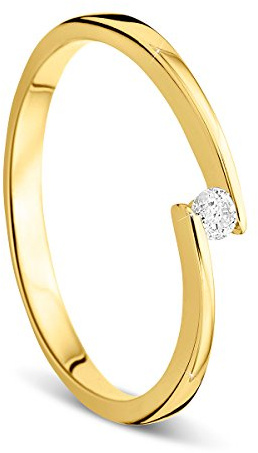 OROVI Ring für Damen Verlobungsring Gold Solitärring Diamantring 9 Karat (375) Brillanten 0.05crt GelbGold Ring mit Diamanten Ring Handgemacht in Italien