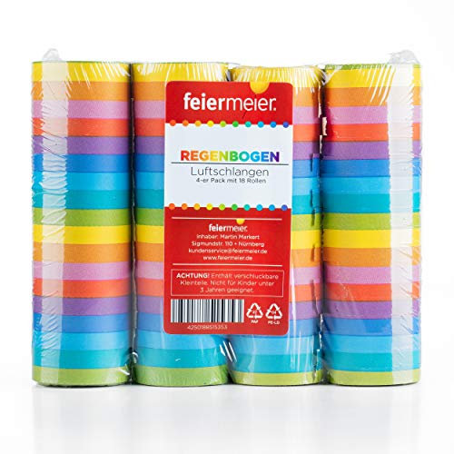feiermeier Luftschlangen Regenbogen | 4m / 4 Rollen