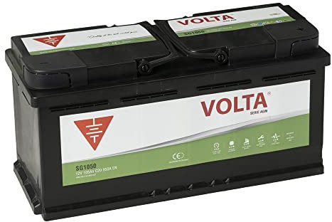 Bateria de Coche AGM 105Ah 950A Start-Stop Avanzado AGM - Borne +Dcha - Medidas Largo 393 x Ancho 175 x Alto 190 mm con 2 años de Garantía - Fabricación Europea.