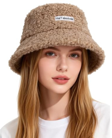HKSCKJ Chapeau Bob en Laine avec Large Bord pour Automne Hiver Chapeau Seau en Peluche Epais Chaud Unisexe Chapeau de Soleil Protection UV Adapté Camping, Alpinisme, Voyage