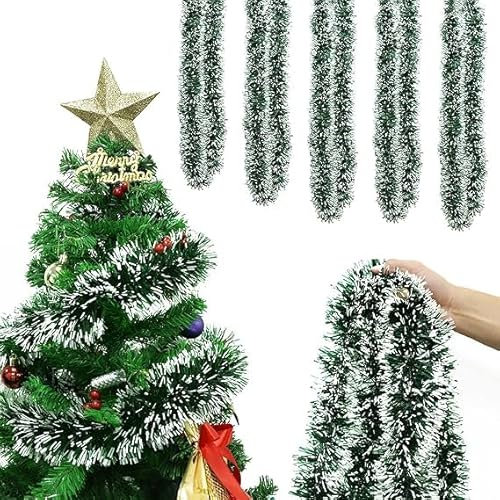10M Girlande Weihnachten,Weihnachtsdeko Girlanden Tannengirland Girlande Weihnachten Outdoor Weihnachtsdeko Tür Kugelkranz Weihnachten Weihnachtsgirlande Weihnachtsdeko Tannengirlande,Grün/Weiß