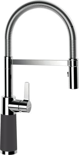 SCHOCK Küchenarmatur SC-550 Dusk – graue hochdruck Armatur CRISTADUR mit Festauslauf und Standard Norm-Anschlüssen