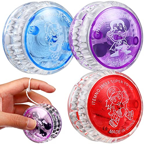 TOYANDONA 3 Pack LED Light Up Yo Yo Flashing Responsive Balls Yoyo for Kids Plastic Yo Yo Toys Party Favors for Kids Beginners Party Favors Random Color