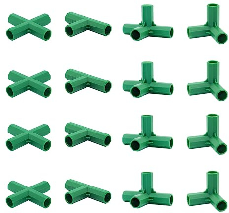 Bykswil 16 PZ Raccordi 16MM 4 Tipi Supporto Stabile Heavy Duty Connettore per Telaio Serra Costruzione Adatto per Pergolato Uva Tenda Parasole Capannone Giardinaggio