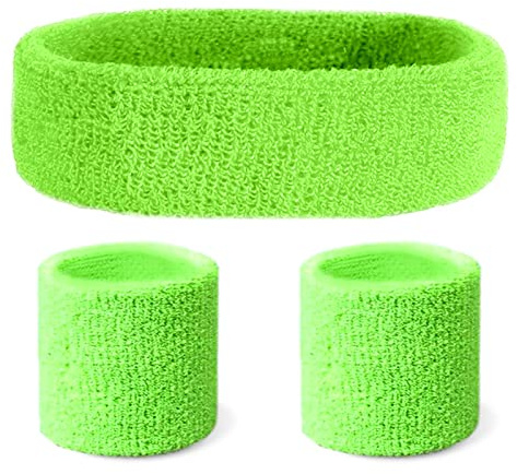 MUNSKT 3 Pièces Sport Serre Poignets, Bracelet Eponge Tennis, Bande au et Bracelet Eponge Fluo, Bande Poignet Transpiration