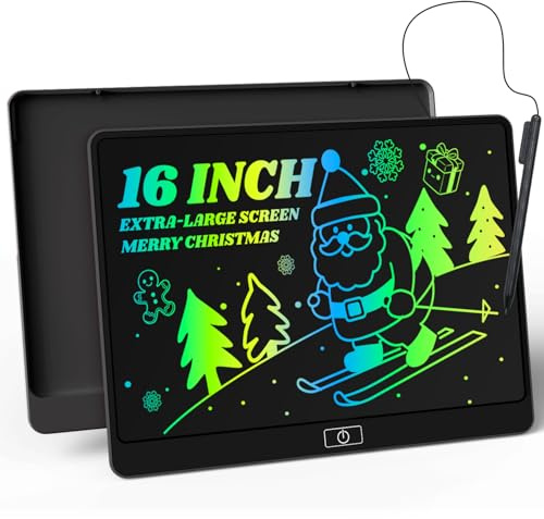LCD Writing Tablet,16 Inch Colorful Screen Doodle Board Toddler Educational Toys for 3 4 5 6 Years Old Boys Girls Reusable Portable Drawing Tablet Christmas Toys Gifts for Kids (Black)