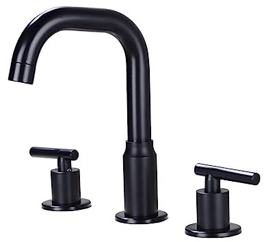 BiaoTeng Rubinetto Lavandino Bagno Tre Fori Doppia Maniglia Ottone Rotazione a 360° Rubinetti Per Lavandino Bagno Tre Fori Rubinetto+Lavabo+3+Fori Nero