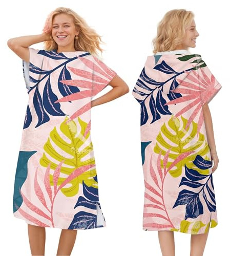 LOMTRATS Poncho de Surf à Séchage Rapide, Serviette à Changer, Robe à Capuche pour Adultes Hommes Femmes, Microfibre Natation Plage Surf Plongée Maison Sources Chaudes Parka de Bain
