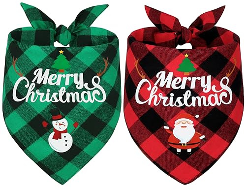 Vivifying Foulard per cani, 2 pezzi, con motivo triangolare regolabile, con pupazzi di neve di Natale e uomini anziani, costume per cani di piccola taglia media