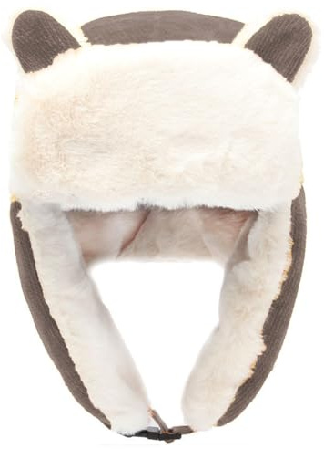 YJZQ Enfant Chapka Hiver Bonnet du Ski pour Fille Garçon Cagoule Peluche Chaud avec Cache Oreilles Chapeau Forme Chaton Marron pour bébé 5-14 Ans