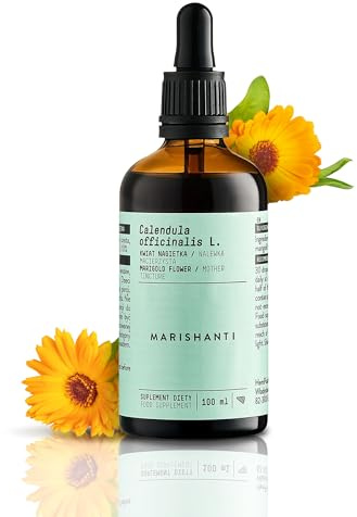 Caléndula (Calendula Officinalis L.) Tintura madre sin alcohol - extracto líquido - gotas - 100ml - Complemento alimenticio - Marishanti - 100% Natural y Vegano