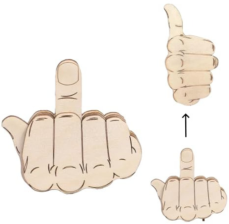 Broches Amusants, Sonwaha Broche Vetement kit de Bricolage d'Épingle de Majeur Broche de Bricolage D'Épingle de Majeur Drôle, Broche de Doigt D'Honneur Rabattable en Bois Les Cadeaux Amusants