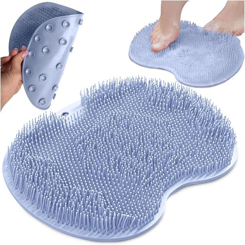Fuß- und Rückenschrubber für die Dusche - Silikon Fußmassagematte mit Saugnäpfen - Massage Matte & Fußschrubber - rutschfeste Dusch Matte - Fußbürste & Back Scrubber
