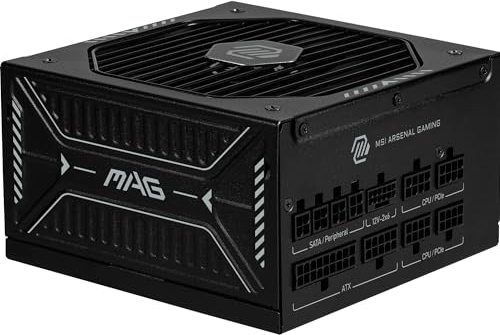 MSI MAG A1000GLS PCIE5 Netzteil, 1000W, 80 Plus Gold, ATX 3.1, PCIe 5.1 GPU Unterstützung, Native 12V-2x6, Zweifarbiger 12V-2x6 Anschluss, ATX PSU, Modulare Kabel