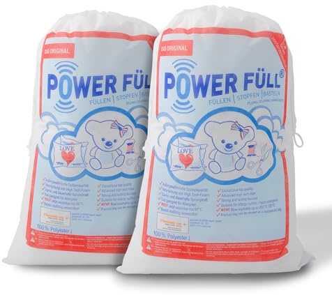 POWER FÜLL 1kg Füllwatte + Spieluhr | Stopfmaterial | Füllmaterial für Stofftiere & Kissen | Waschbar bei 95°C | (1, kg)