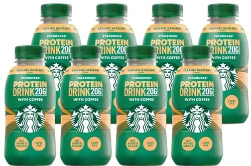 Starbucks Protein Caramel Hazelnut, 8 x 330ml – High-Protein Coffee Drink with Rich Caramel & Hazelnut Flavours, Ready-to-Drink Cold Brew, Low Fat, Perfect for On-the-Go Energy Boost
