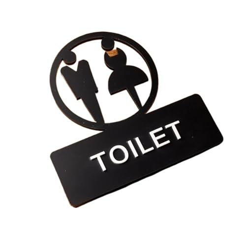 Toalettskylt toalettskylt urholkad badrumsskylt toalett män och kvinnor WC påminnelse skylt hotell skjutdörr klistermärke skylt för kontor hotell (3, 20 x 20 cm)