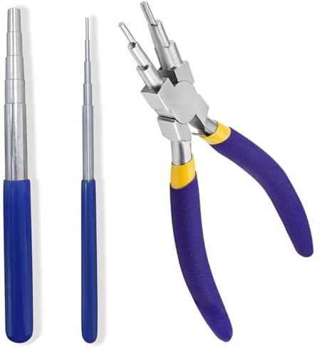 Xiciki Wire Looping Tool, Jewellery Making Tools Set, 6 in 1 Bail Making Pliers & 2 PCS Wire Looping Mandrel, Jewellery Pliers for Jewelry Wire Wrapping & Jump Ring Forming