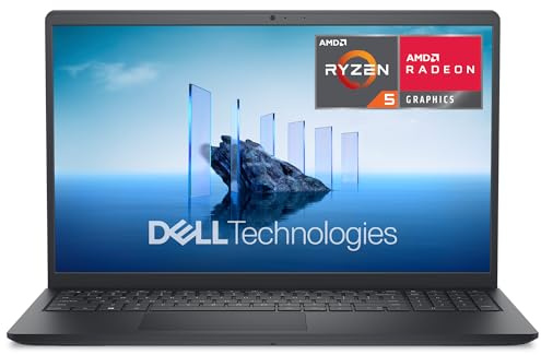 DELL 15 Ordenador Portátil DC15255 15.6 FHD (1920 x 1080) 120Hz, Procesador AMD Ryzen 5 7520U, Gráficos Radeon 610M, 8GB LPDDR5 RAM, 512GB SSD, Windows 11 Home, Teclado QWERTY Espanol - Negro
