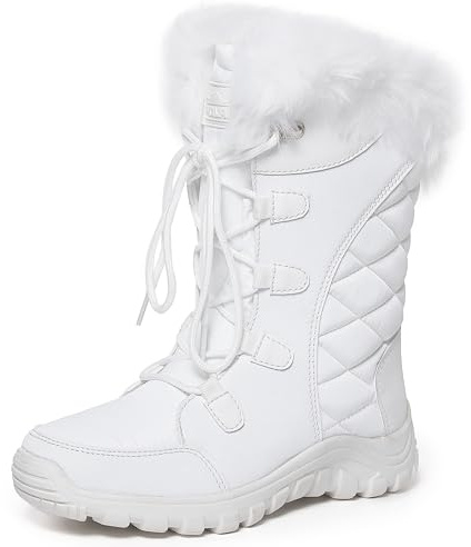 Polar Womens Quilted Faux Fur Cuff Winter Duck Rubber Sole Durable Snow Rain Outdoor Boot - UK6/EU39