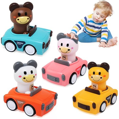 Ballery Jouet de Voiture, 4 Pièces Mini Jouet Voiture Enfant, Friction Véhicules, Jeux Éducatifs pour 1 2 3 4 5 Ans Enfants Garçons Filles