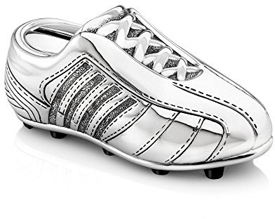 Spardose Fussballschuh versilbert anlaufgeschützt 13,5x4,2x5cm, Silber