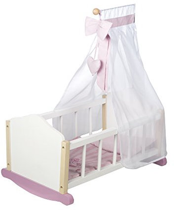 roba Puppenwiege aus Puppenmöbel Serie 'Scarlett', inkl. textiler Ausstattung, weiß lackiert