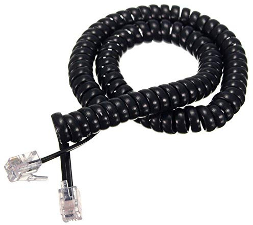 Telefontelefontelefontelefontelefonsladd telefonkabel ledningstråd, RJ10 RJ9 4P4C spiralbunden telefon telefontelefontelefonkabel 2m / 3 m/5 m (svart, 1 st) 5m Svart