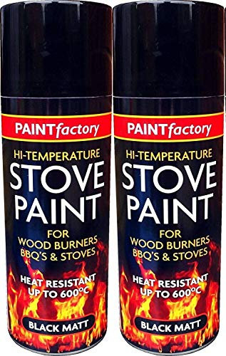 400ML Ultra High Temperature Heat Resistant Matt Black Metal, Wood, Plastic, Ceramic Aerosol Spray Paint Cans for BBQ Grill Stove Engine Exhaust (2)