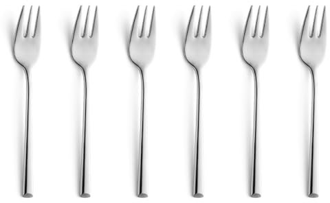 B&R VISTA - Set di 6 forchette da dolci, in acciaio INOX 18/10, 6 pezzi, per 6 persone, lavabili in lavastoviglie, set di posate da torta per 6 persone