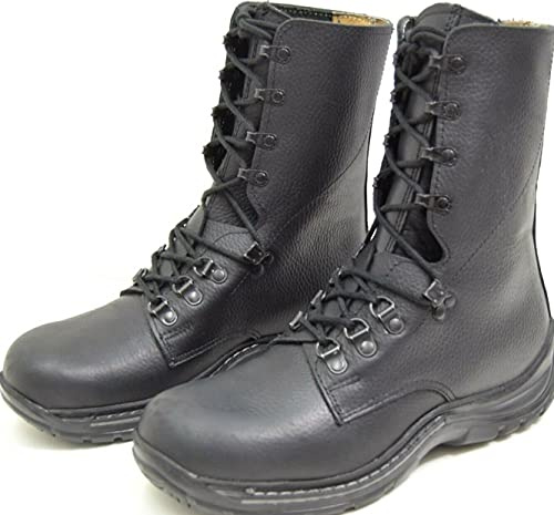 Botas de combate de cuero negro del ejército suizo, Black, 41 1/3 EU