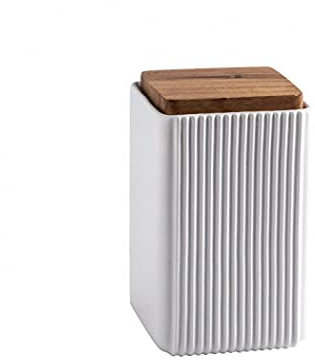 YYW Quadratische Vorratsdose für Lebensmittel, Keramik, Keksdosen mit luftdichtem Deckel, tolle Lebensmittelaufbewahrungsdose für Kaffeebohnen, Tee, Gewürze oder Snacks (weiß, S)