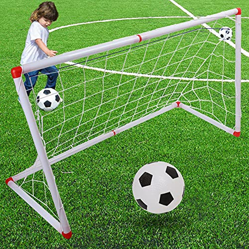 LANTRO JS Indoor Outdoor Mini Children Football Soccer Goal Post Net Set with Ball Pump Kids Sport 2022 World Cup(120cm)