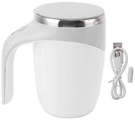 ciciglow Automatisch Magnetisch Rührende Kaffeetasse, USB Wiederaufladbar, Selbstrührende Tasse, Elektrischer Rührbecher für Milch, Kakao Im Büro, Küche, Reisen, 380 Ml (Weiß)