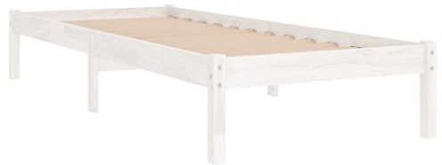 vidaXL Estructura de Cama Dormitorio Habitación Muebles Mobiliario Cuarto Descanso Robusta Duradera Blanco Individual UK 90x190cm Madera de Pino