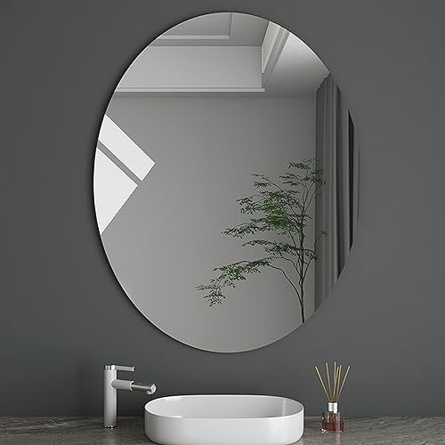 Specchio Ovale A Parete Senza Cornice,specchio Cosmetico,specchio Da Bagno Antideflagrante HD,con Bordi Smussati Per Camera Da Letto Cosmetici Soggiorno(Size:50cm×70cm,Color:Bordo arrotondato)
