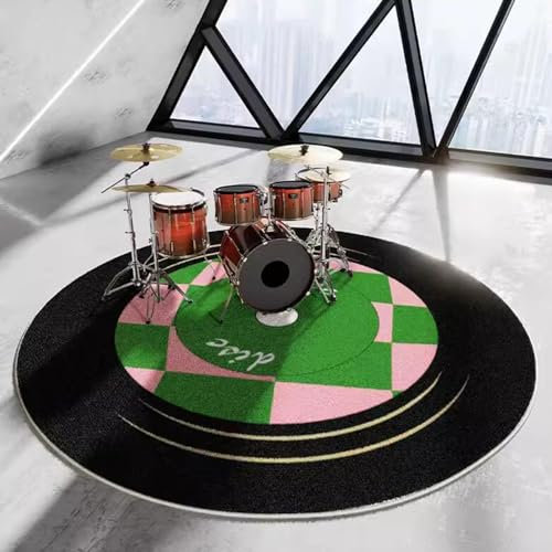 PPGE HOME Drum Teppich Schlagzeugteppich, rutschfeste Schallschutzmatte Trommelmatte, Elektronisch Snare Teppich, Schlagzeugteppich Rund, Schallschutz Klavier Teppich(Size:200cm,Color:D)