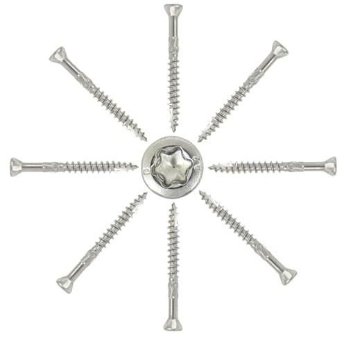 100 Stück Terrassenschrauben mit Schneidkerbe und Schälrippen 4,0 x 40 mm V2A mit ETA Zulassung - Dielenschrauben Holzschrauben Fräsrippen Cut-Spitze gleitbeschichtet Rostfrei TORX I DIOS24®