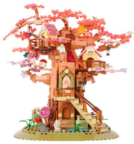 Vinbosion Bauklötze Set,Baumhaus Bauen Spielzeug,Kreatives Waldhaus mit Langer Treppe,Geschenk für Kinder und Erwachsene(1240PCS)