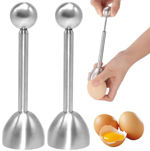 2pcs Eieröffner mit Kugel, Eierschalenöffner Edelstahl Super Zeitsparend, Durchmesser 38mm, Eierschalensollbruchstellenverursacher für Weiche und Hartgekochte Eier Oder Rohe Eier