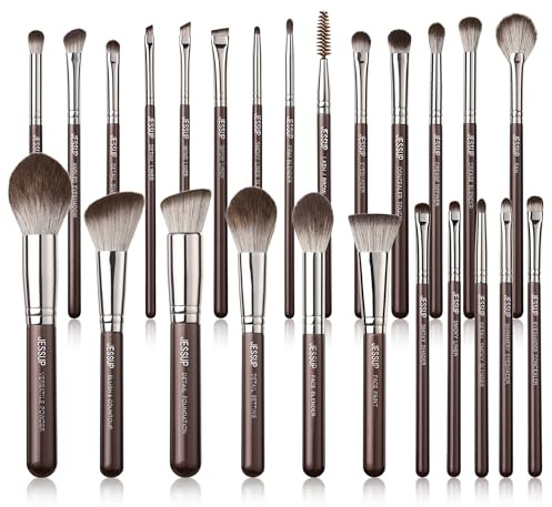 Jessup Pennelli Make Up Set pennelli trucco professionali 25 pezzi sintetici alta qualità fondotinta Ombretto Sfumatura Correttore Fard Contorno Terra Abbronzante Eyeliner Marrone brillante T511