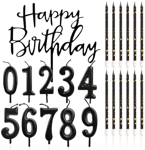 HDGSAFD 1 Stück Kucheneinsatz Mit 10 Zahlenkerzen Und 12 Kerzen, Geburtstagskuchendekoration, Kuchenzubehör