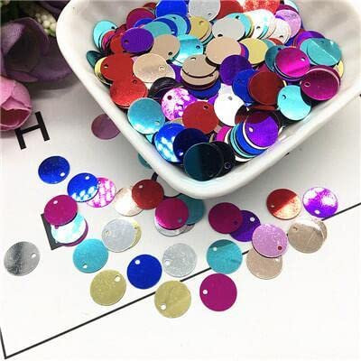 Pailletten, Bastelpailletten, 200 Stück 10 mm 20 mm Glitzer-Pailletten, flache runde PVC-Pailletten mit Blitzpulver-Pailletten for Basteln(Mix,20mm 10g)