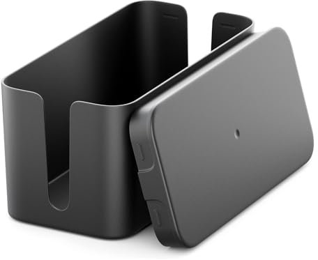 Cable Management Box, Cable Tidy Box Black Cable Organiser Box with Lid Small Cable Box for Hiding Power Strips Electrical Cords Organiser