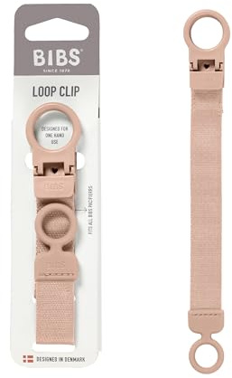 BIBS Loop Schnullerkette – Schnullerband mit Silikon - Für Babys ab 0 Jahren - Praktische Einhandbedienung - Kompatibel mit BIBS Schnullern & Anderen Marken - Maschinenwaschbar, BPA-Frei - Blush