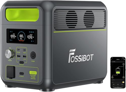 FOSSiBOT F1200 Centrale Elettrica Portatile e Generatore Solare, Batteria di Backup LiFePO4 da 1024 Wh Power station, CA 1200 W, adatta per Camper e Viaggi All'aperto